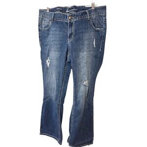 Lane Bryant Distressed Blue Boot Cut Jeans Size 20